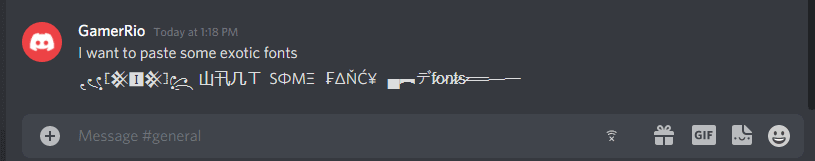 Discord Fancy font example